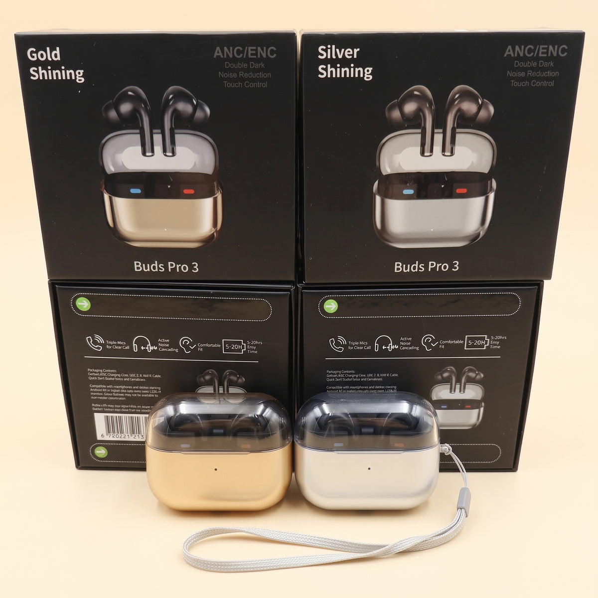 Silver and Gold Shining Buds Pro 3