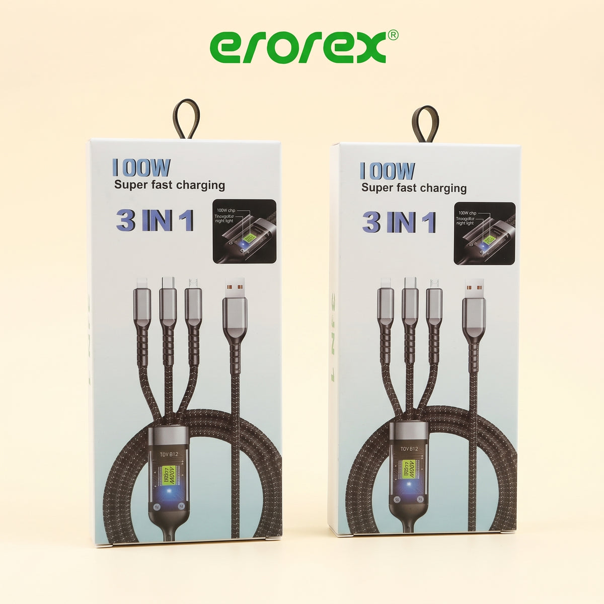 EROREX 100W 3-in-1 Super Fast Charging Cable